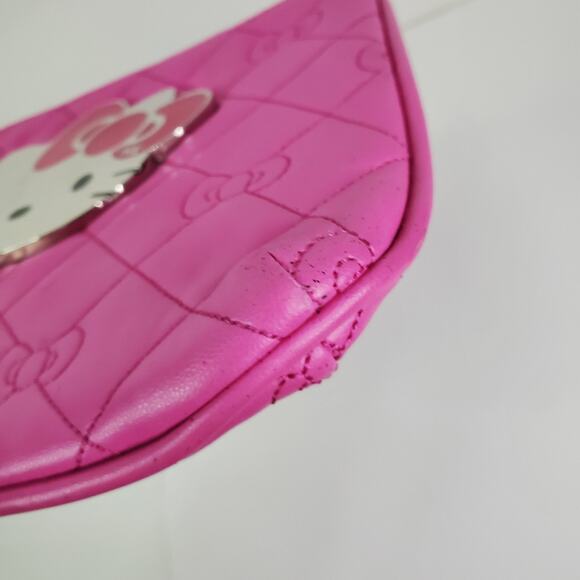 Sanrio Hello Kitty PINK Cosmetic Metal emble Pouch Bag Purse zip Closure Clutch - Picture 13 of 14